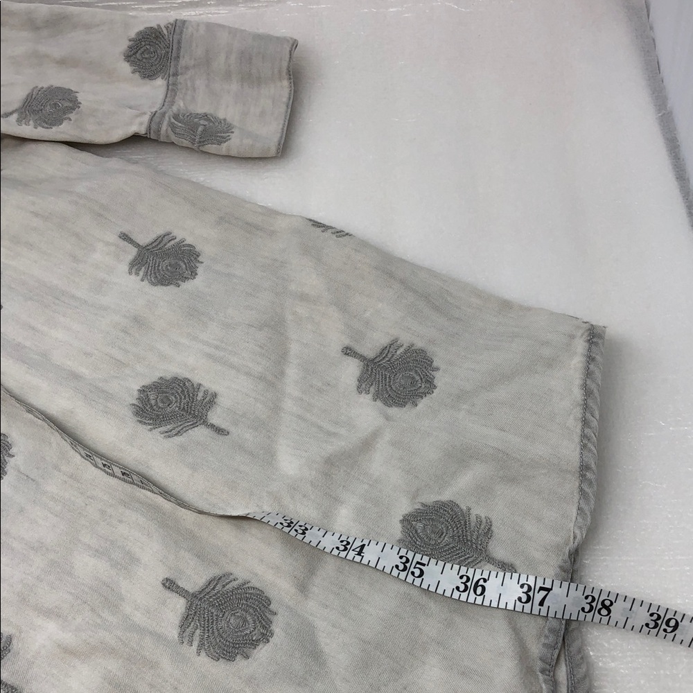 Soft Surroundings Shirt Dress Peacock Feather Embroidered Preppy Coastal Size L - Picture 9 of 11